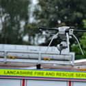 A drone was used at an outbuilding fire in Lancaster. Photo Neil Cross.