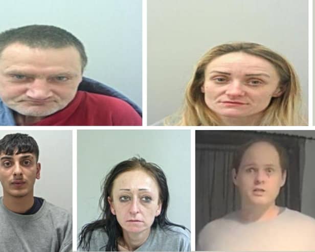 Five offenders still wanted, from top left clockwise: Richard Berresford, Michaela Glover, Damon Chadwick, Katie Ainsworth and Danyal Hussain.
