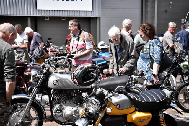 Admiring the motorcycles