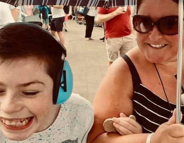 Joanne Seniors with her son Charlie who is now blind and suffers with brain damage after being shaken when he was only four months old