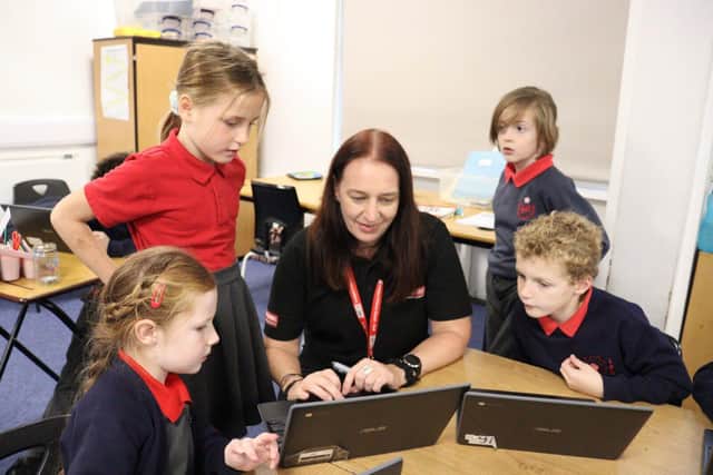 Jam Coding pupils during a computing lesson