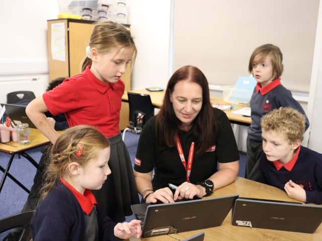 Jam Coding pupils during a computing lesson