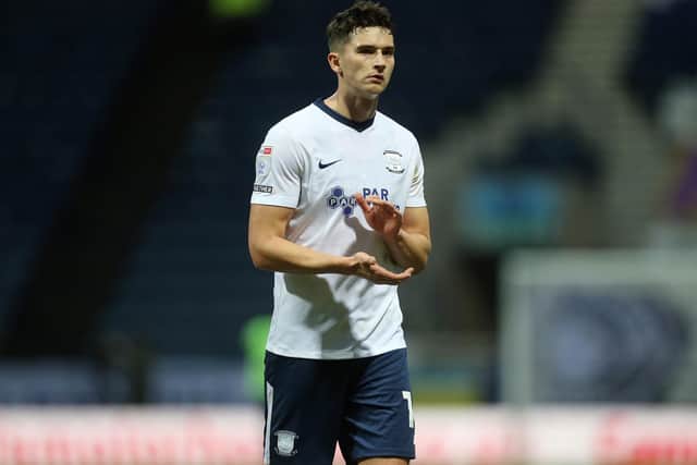 Preston North End's Jordan Storey looks dejected as he applauds the fans at the final whistle after last week's game against Bristol City