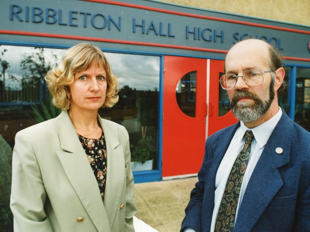 Ribbleton Hall High School head teacher Janet Deakin and chairman of governors John Pemberton in 1994