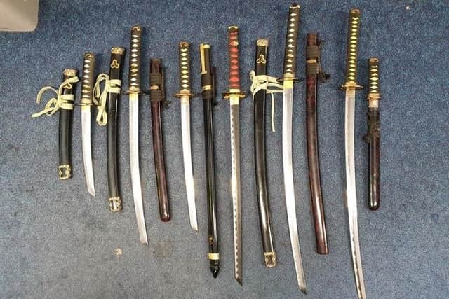 These Samurai Swords were surrendered by a member of the public and handed into Leyland Police Station.