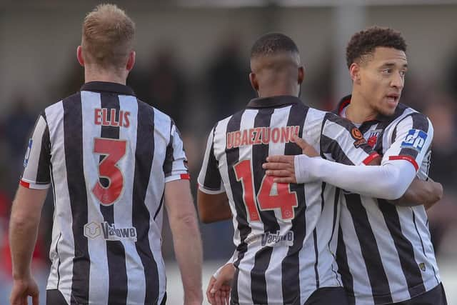 Chorley celebrate taking the lead against Farsley Celtic (photo: David Airey)