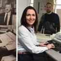 Snap: Estelle Turner re-enacting the picture taken of her when she first joined the Nationwide Building Society in Chorley 33 years ago