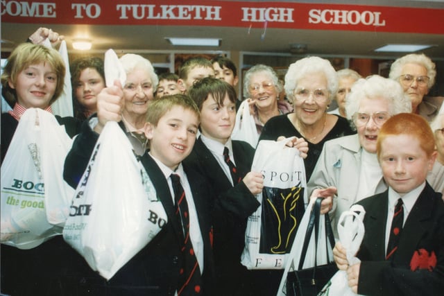 High school pupils kept quiet for an hour to raise enough cash to buy harvest gifts for pensioners. Pupils in Bowland House at Tulketh High School, Preston, raised £200 in a sponsored silence to raise money to pay for goody bags they handed over the pensioners at the school's annual harvest supper