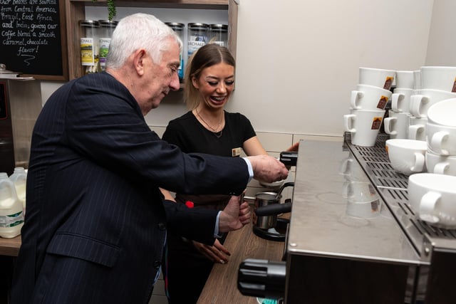 Sir Lindsay Hoyle learns how to make a good coffee