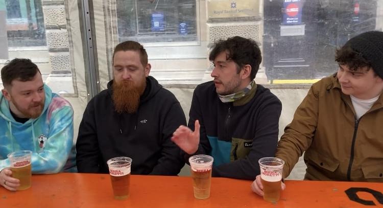 Friends enjoying pints at Bier Halle in Glasgow (Photo: John Devlin).