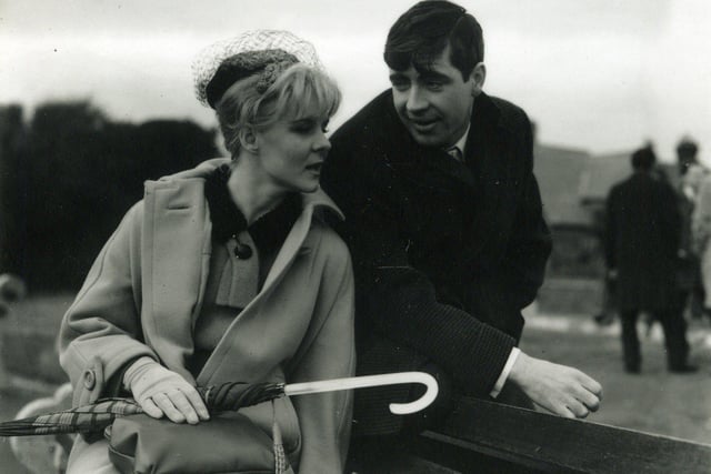 Blackpool born actress June Ritchie and actor Alan Bates filming A Kind of Loving on St Annes South Promenade in 1961
