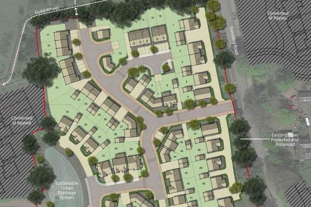 The developer claimed that the proposed estate would meet local housing needs - including for affordable homes and those interested in self-building (image:  SLR/Hollins Stategic Land)