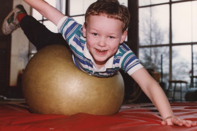 Youngsters were put through their paces during a school holiday activity session in 1991. They were taking part in a fun programme drawn up by bosses at Fulwood Leisure Centre. Pictured is six-year-old John Burgess