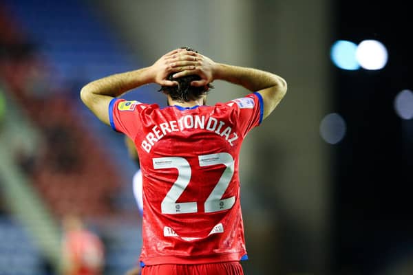 Blackburn Rovers' Ben Brereton Diaz reacts during their game against Wigan