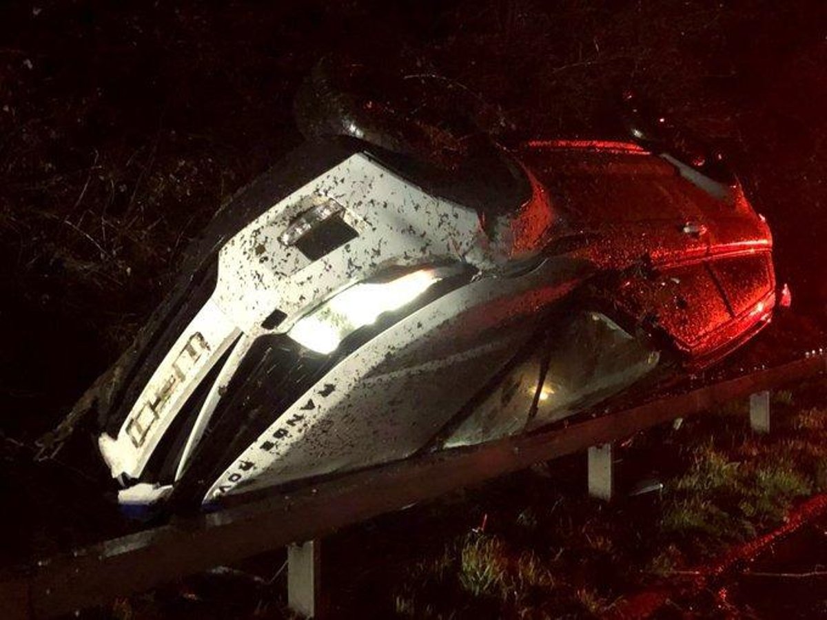 Slow down plea to drivers after Range Rover crashes on wet Lancashire motorway