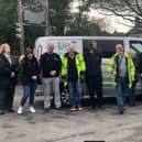 Glen Campbell (third left) and Charlotte (second left) with the team heading to the Ukraine border to bring back refugees.