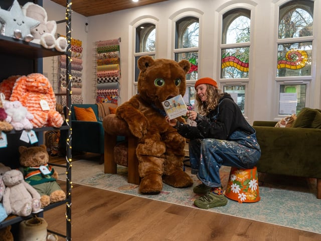 India with Brainy Bear going on a monster hunt.