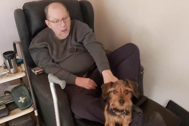 Ray Whiteley, from Leyland, who lives with MS, with his family’s rescue dog Chewie who saved his life after performing CPR on him. Chewie has now been nominated for this bravery at the Amplifon Awards 2022