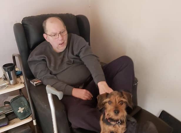 Ray Whiteley, from Leyland, who lives with MS, with his family’s rescue dog Chewie who saved his life after performing CPR on him. Chewie has now been nominated for this bravery at the Amplifon Awards 2022