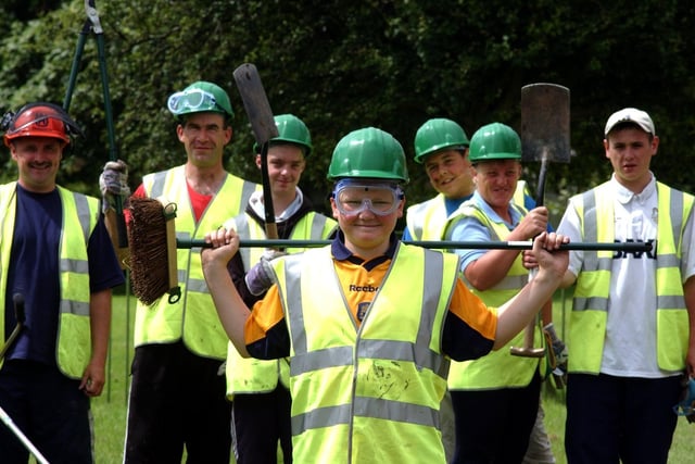 Thirteen-year-old Ben Briscoe from the Space Place in Brookfield, Preston, with fellow helpers taking part in the cleaning up Dream Scheme
