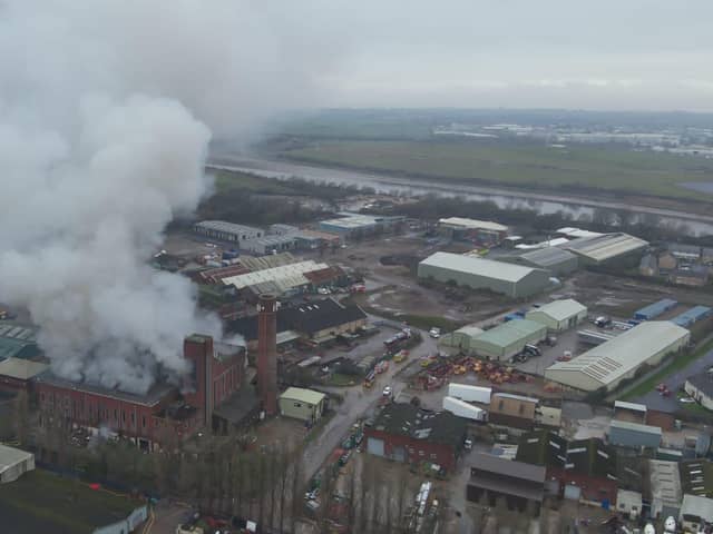 A major fire on the Lune Industrial Estate in Lancaster.