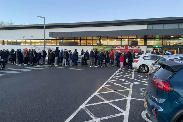 Queues stretched outside Aldi stores when Prime Hydration Drink went on sale today (Thursday, December 29). Credit: @majrfiree2