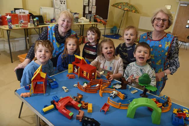 Staff and children at Middleforth Playgroup, Penwortham