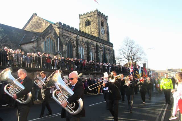 Leyland Band leading the Remembrance Sunday Parade