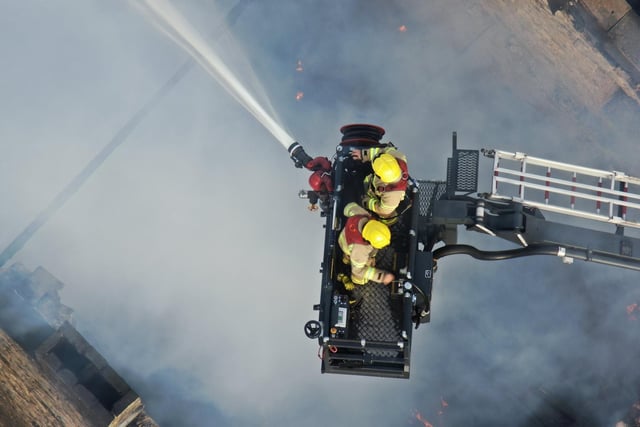 Firefighters used one jet and four ground monitors to extinguish the flames.