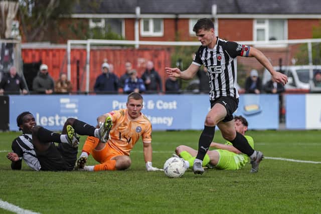 Mike Calveley puts Chorley ahead (photo: David Airey/dia_images)