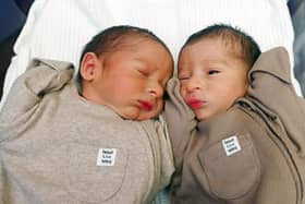 Twins born April 11 - Yahya, (left), at 5.29pm weighing 5lb 15oz, and Yusuf (right), born at 5.28pm, weighing 5lb 2oz, to Shahina and Hussain Kauji from Preston.