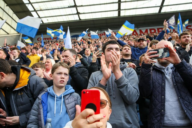 Preston North End fans enjoy the pre-match atmosphere