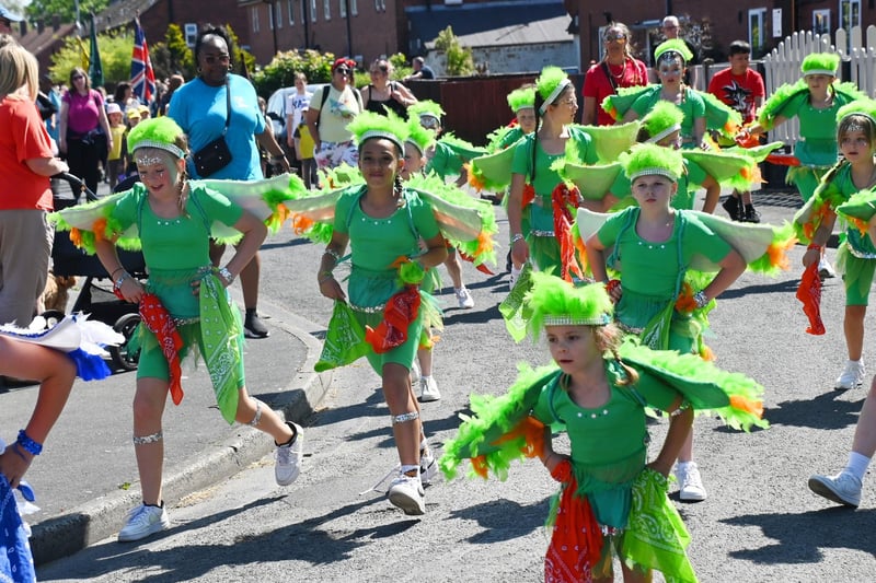 There were plenty of wonderful costumes during Warton Carnival - including these girls in green.