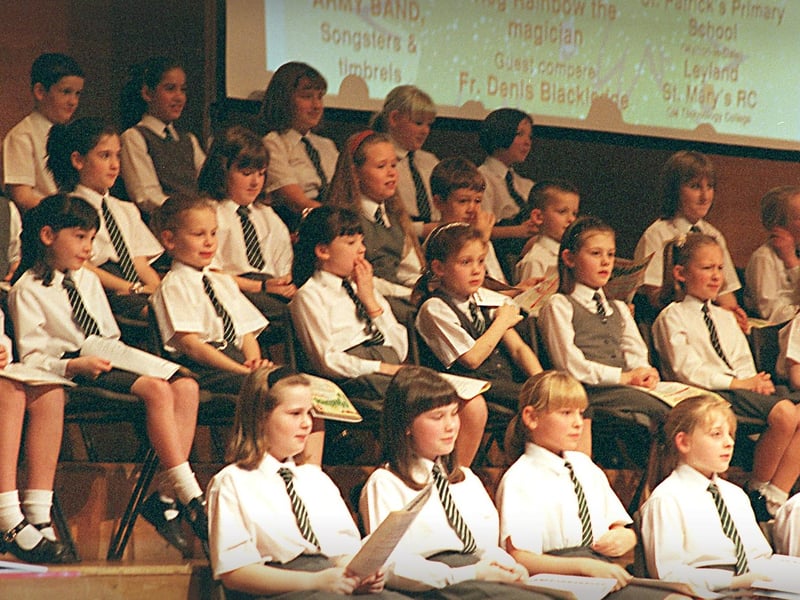Children form St. Patrick's Primary School in Walton-le-Dale at the Magic of Christmas Carol Concert at the Guild Hall, Preston