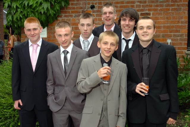 Some of the boys at the Ashton Community Science College prom at Bartle Hall in 2010