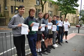 Lancaster Royal Grammar School pupils with their GCSE results today (August 25).