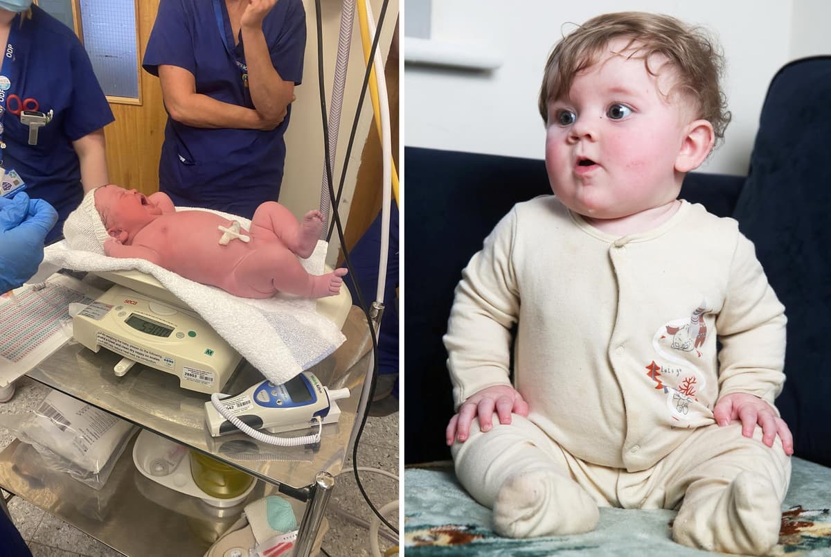 Midwives gasp as north west mum gives birth to baby boy weighing nearly 12lb