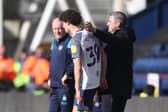 Mikey O'Neill comes on as a substitute for Preston North End against Queens Park Rangers at Deepdale