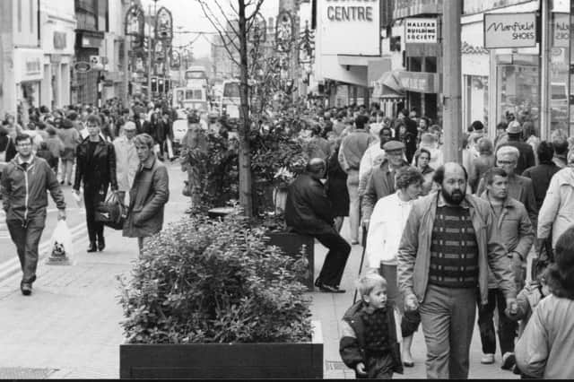 Here we see a bustling Fishergate - a picture probably taken on a Saturday afternoon in 1990