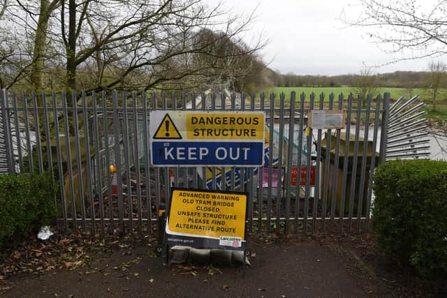 Preston's Old Tram Bridge was shut at short notice in February 2019 amid fears that it could fall into the Ribble - and it remains behind the barricades more than three years later