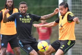 Morecambe new boy Miguel Azeez (right) came through the ranks at Arsenal Photo: Stuart MacFarlane/Arsenal FC via Getty Images