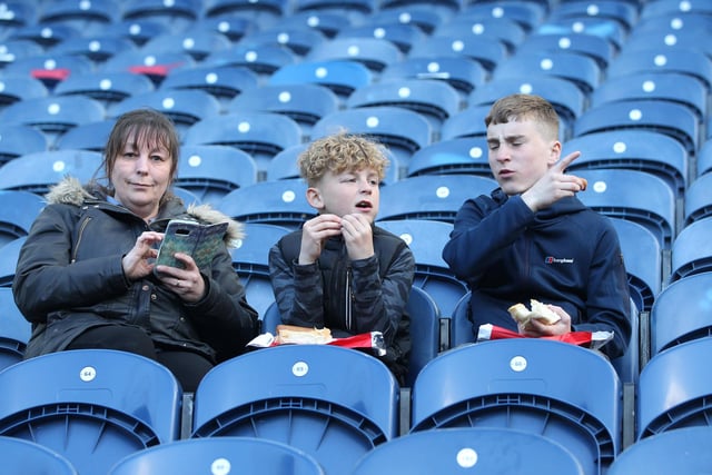 Two young PNE fans take in the surroundings before kick off.