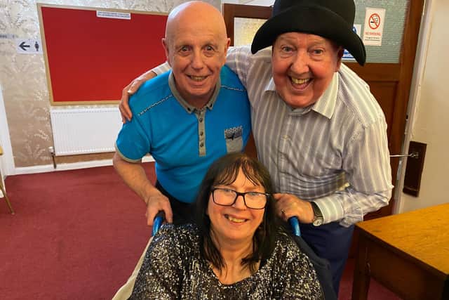 Alex with his wife Olwyn at his last charity event for Dogs for Good with comedian Jimmy Cricket