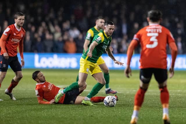 Preston North End skipper Alan Browne in action against Luton