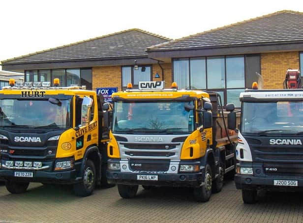 Some of the Fox Brothers Group waggons showing the livery of the various companies. The Group has just bought Cotswolds-based CRH