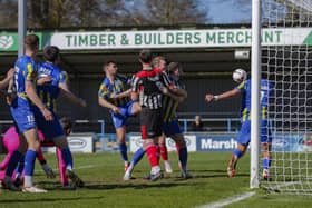 Goalmouth action from the Magpies goalless draw (photo: David Airey/dia_images)