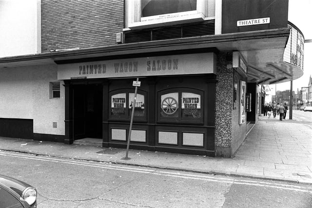 On the opposite corner to the Theatre Hotel, situated below the ABC Cinema was the Painted Wagon Saloon. Though the cinema was built in 1959 the pub was only constructed in 1973. The entire building closed in 1982 and was totally demolished in October 1986