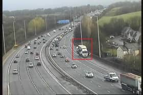 Two lanes are closed on the southbound M6 in Preston – between junctions 31 and 29 – due to a lorry with an unsafe load
