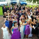 Group shot of all who attended the 2009 Corpus Christi Catholic High School prom at Barton Grange Hotel