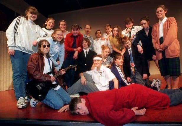 Cast members from the All Hallows RC High School production of "The Return of Miss Maple"